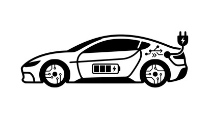 Naklejka premium Electric Car Technology Icon Vector for Modern Transportation and Eco Mobility