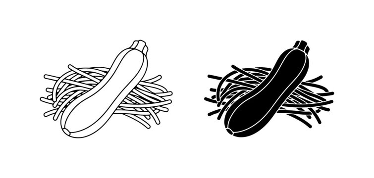 Zucchini Noodles Vector Icon, Spiralized Vegetable Silhouette, Healthy Food Graphic