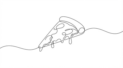 Obraz premium Continuous one line art pizza slice fast food menu design