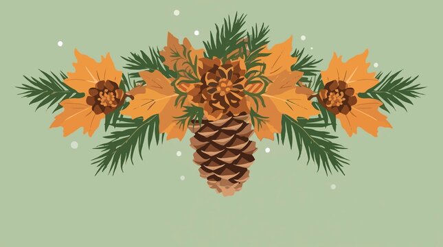 Template vector pinecone decoration for autumn clean shape and flat design