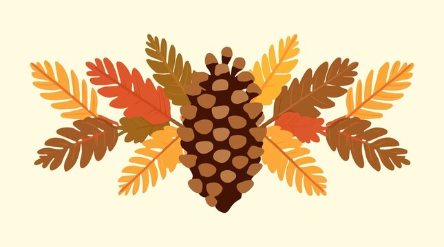 Template pinecone decoration for autumn clean shape and flat design