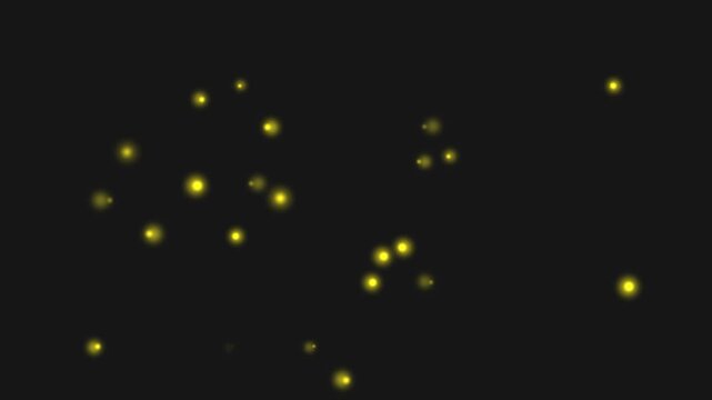Abstract Motion Background with Floating Glowing Yellow Fireflies Particles