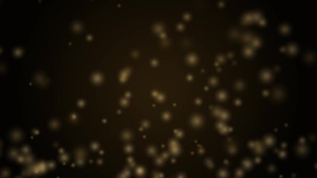 Abstract Motion Background with Floating Golden Glowing Dust Particles Rising
