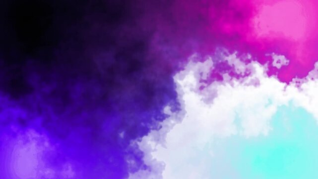 Abstract Motion Background with Vibrant Purple, Pink and Cyan Smoky Clouds Flowing