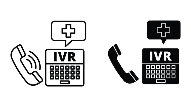 Healthcare IVR phone system vector icon set for patient support and medical call centers