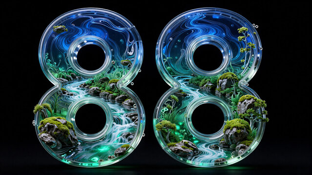 Surreal Glass Number 88 with Miniature Nature Landscape