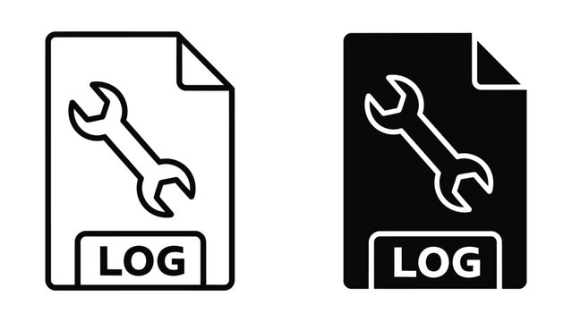 Log file document icon with wrench symbol for technical software and system monitoring