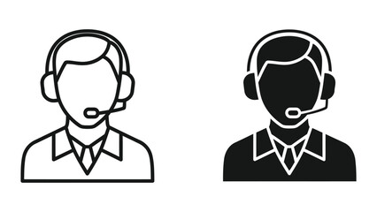 Fototapeta premium Customer service operator with headset vector icon isolated on transparent background