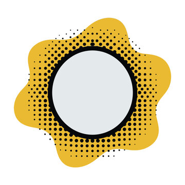 Comic Speech Bubble with Halftone Pattern and Blank Circle for Text Placement