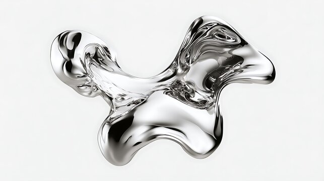 Abstract Sculpture photorealistic liquid chrome abstract sculptural form, molten metallic surface frozen mid-flow with complex reflection patterns, multiple light sources creating hot white 