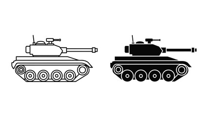 Naklejka premium Military tank vector icon outline and solid fill