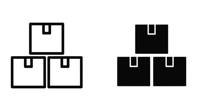 Stacked cardboard delivery boxes vector icon isolated on white background