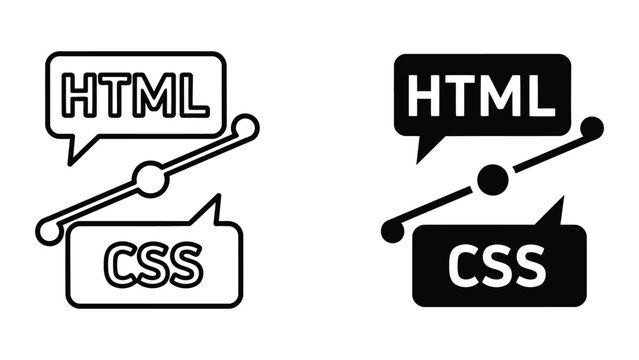 Web development html and css coding language speech bubble icons in vector format