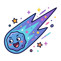 Playful Kawaii Meteor Flying Through Space with Starry Trail © core desain