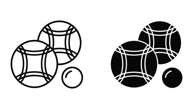 Set of petanque balls for traditional lawn game vector icon