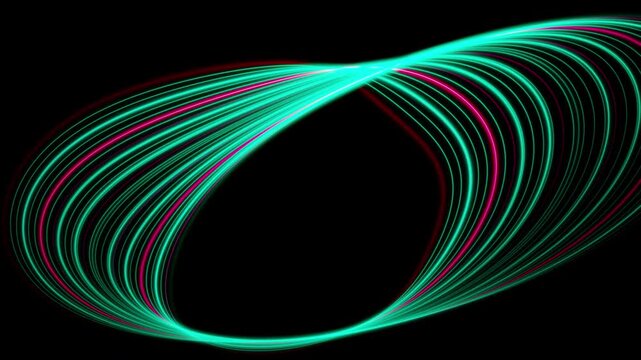 Mint green Mobius ribbon twisting with a magenta core line