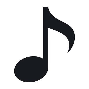 Black musical eighth note symbol on white background