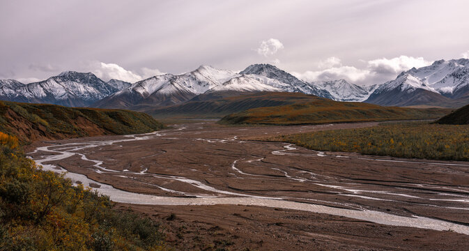 Denali National Park and Preserve autumn landscape series in Alaska