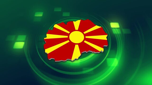 Macedonia Flag on its Country Map, 3D Map Flag Opener Suitable for Politics, Elections, Travel, News and Sports Events and Presentations
