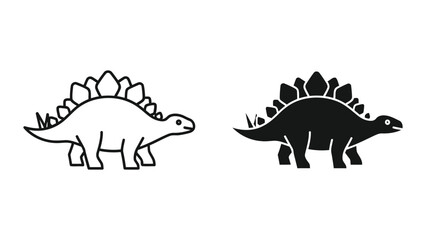 Stegosaurus dinosaur vector icon in outline and solid styles isolated © Druvo