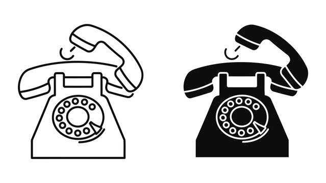 Retro landline telephone icon with handset off hook vector illustration