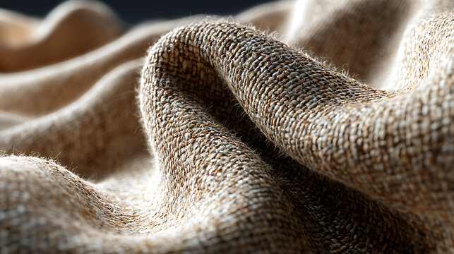 Close up of woven fabric texture with subtle golden highlights