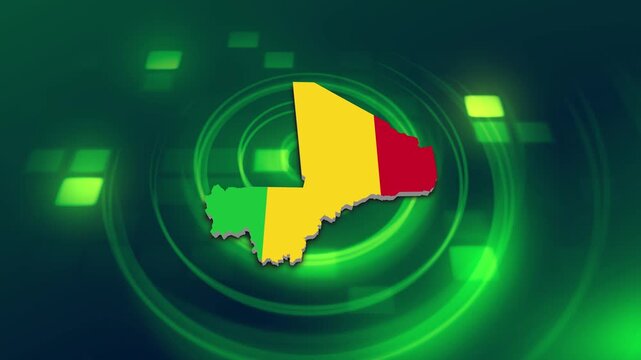 Mali Flag on its Country Map, 3D Map Flag Opener Suitable for Politics, Elections, Travel, News and Sports Events and Presentations