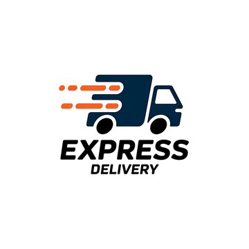 Express delivery truck icon design with speed motion lines