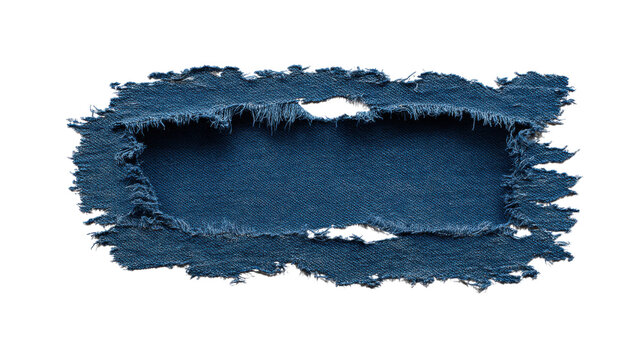 Rectangular ripped blue denim patch