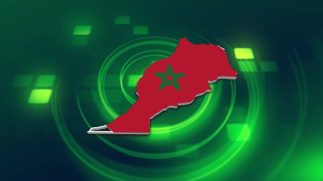 Morocco Flag on its Country Map, 3D Map Flag Opener Suitable for Politics, Elections, Travel, News and Sports Events and Presentations