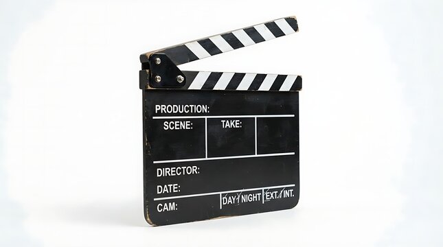 Black movie clapper board used for film production and cinema shooting to record scenes and takes on the set
