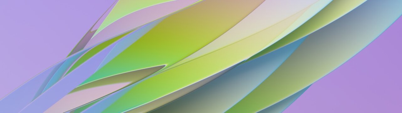 Elegant abstract light green geometry with layered glass forms.