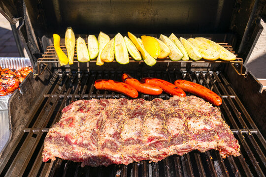 food on grill meat and vegetable
