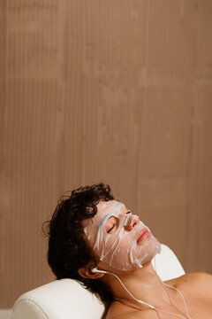 Relaxation With a Face Mask in a Spa Setting