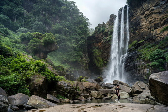 Visitor at Sri Lankan Falls