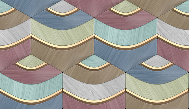 Abstract seamless contemporary geometric wallpaper with flowing curve.
