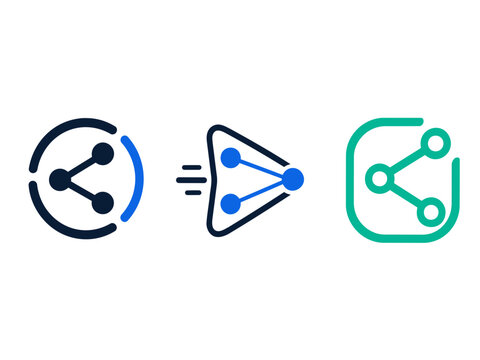 Share icon set in minimalist line art style for app interface design