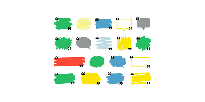Colorful quote box templates in various shapes help highlight text testimonials or important messages in blog posts.