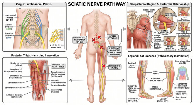 Pathway and Distribution of the Sciatic Nerve