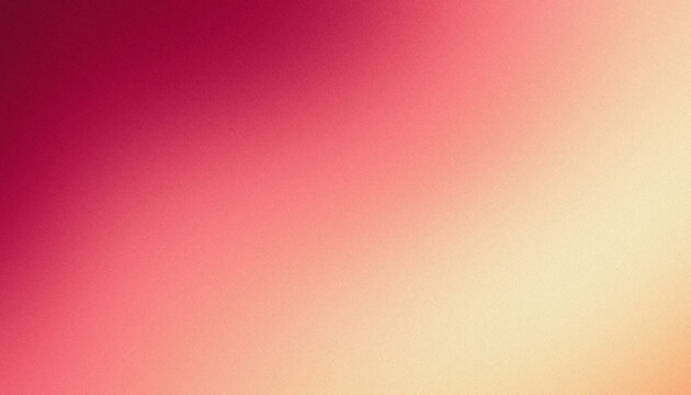 Minimalist abstract panoramic warm background with vibrant crimson red, raspberry pink, coral and champagne glowing light transitions, ultra smooth gradient with grainy texture