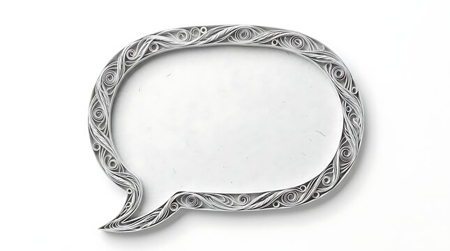 silver speech bubble frame with swirling