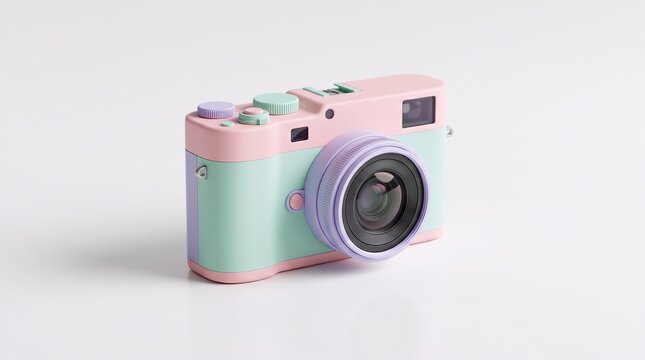 Vintage Camera, Pastel Colors, Retro Style, Photography Equipment, Design Element, Creative Concept