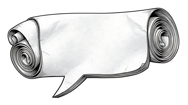Vintage scroll illustration with speech bubble