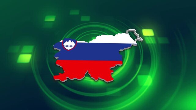 Slovenia Flag on its Country Map, 3D Map Flag Opener Suitable for Politics, Elections, Travel, News and Sports Events and Presentations
