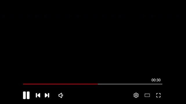 Media Player. Minimal media player progress bar overlay with playback control, timeline and time display, UI UX design and digital content 4k with alpha channel and transparent background 