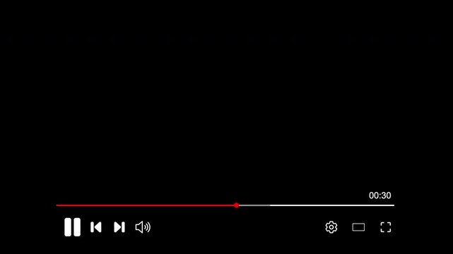 Media Player. Minimal media player progress bar overlay with playback control, timeline and time display, UI UX design and digital content 4k with alpha channel and transparent background 