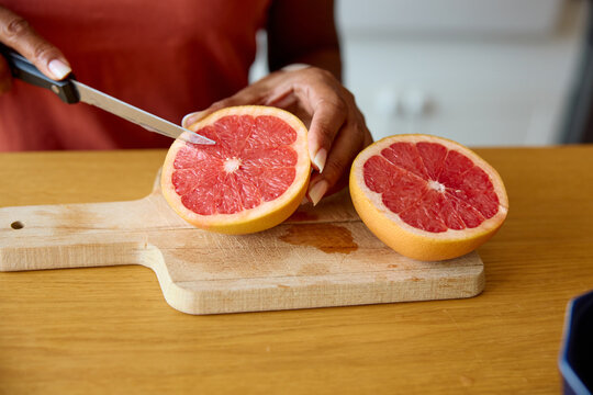 Freshly cut grapefruit