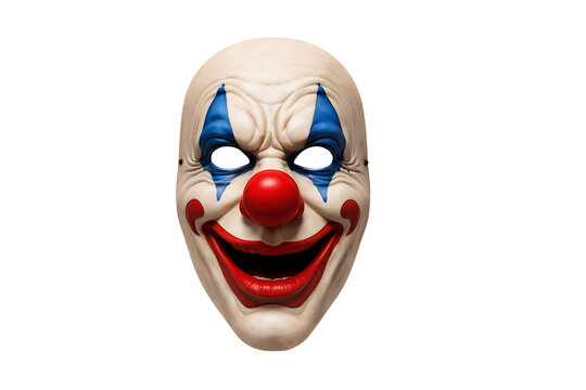 Scary evil clown mask isolated on transparent background