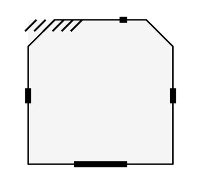 Futuristic digital frame border with geometric lines and markers isolated on transparent background