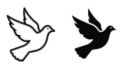 Fototapeta premium Flying dove symbol for peace and freedom vector illustration set for design
